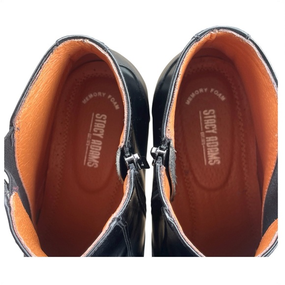 Stacy Adams Men’s Black Leather Ankle Boots Zip Dress Shoes Memory Foam Sz 13 - Picture 6 of 10